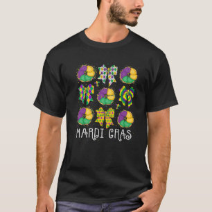 T-shirt Mardi Gras King Cake Coquette Bow Girl Femmes Carn