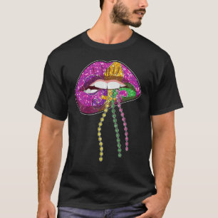 T-shirt Mardi Gras Lèvres Queen Carnival Purple & Gold Fle
