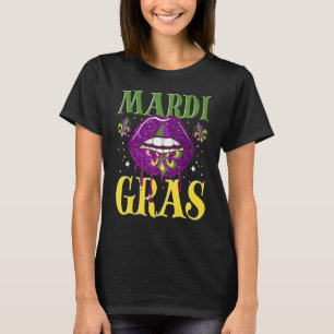 T-shirt Mardi Gras Lip Fleur De Lis Costume De Carnaval
