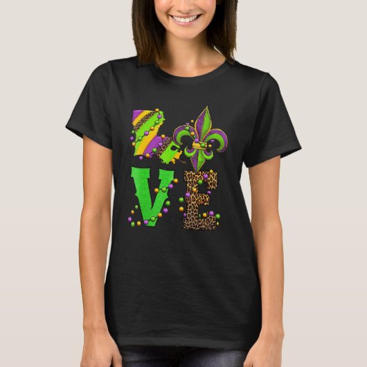 T-shirt Mardi Gras Love Fleur De Lis Leopard Costume (Devant)