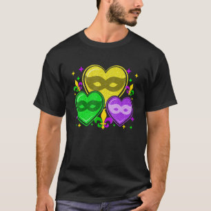 T-shirt Mardi Gras Love Hearts Mask Cute Mardi Gras Fleur