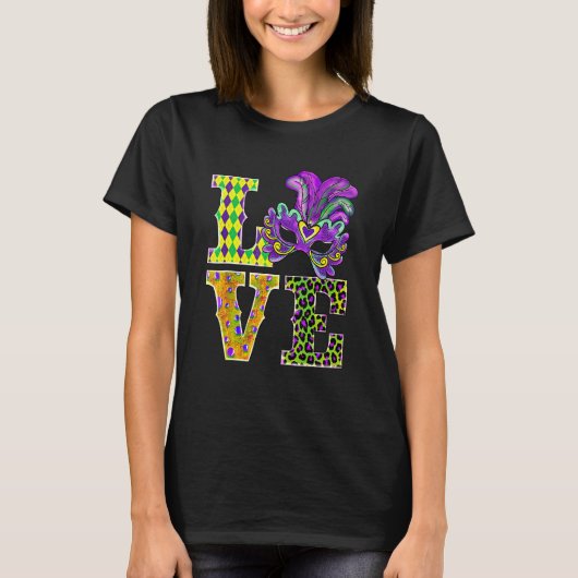 T-shirt Mardi Gras Love Leopard Costume Shirt Carnaval Par (Devant)