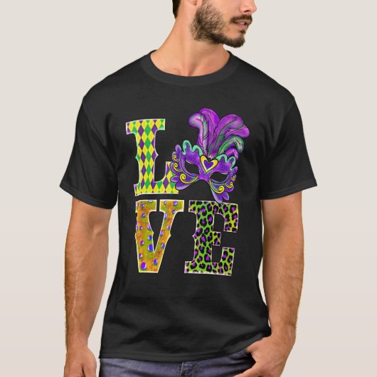 T-shirt Mardi Gras Love Leopard Costume Shirt Carnaval Par (Devant)