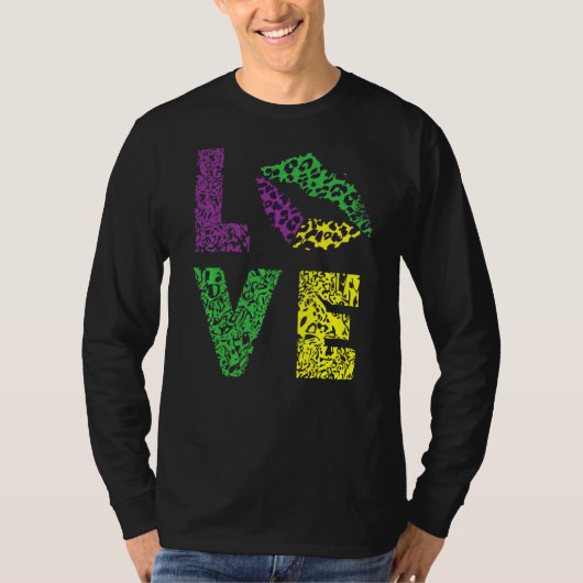 T-shirt Mardi Gras Love Lips Carnival Festival Parade (Devant)