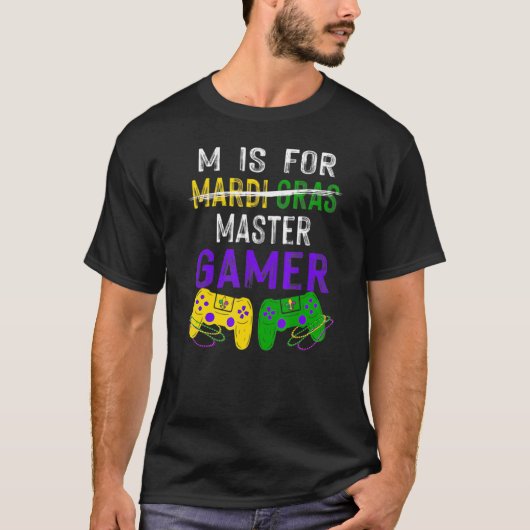 T-shirt Mardi Gras M Is For Master Gamer Video Game Boys K (Devant)