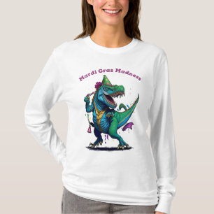 T-shirt Mardi Gras Madness T Rex Dinosaur Perle Mardi Graw