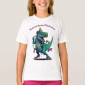 T-shirt Mardi Gras Madness T Rex Dinosaur Perle Mardi Graw (Devant)