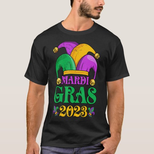 T-shirt Mardi Gras Mardi Gras 2023 Perles Plumes de Masque (Devant)
