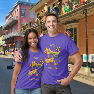 T-shirt Mardi Gras Masque Fleur de Lis Perles King Cake
