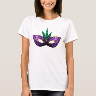 T-shirt Mardi Gras Masque Purple Vert Or Étincelles