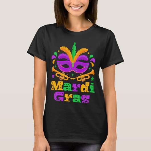 T-shirt Mardi Gras Masquerade Mask Carnival Celebration (Devant)