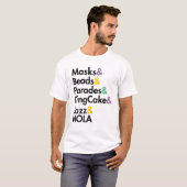 T-shirt Mardi Gras Masques Perles Parade de Jazz King Cake (Devant entier)