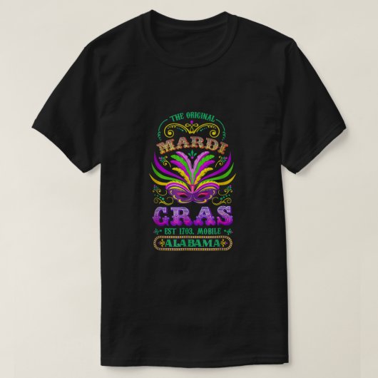 T-shirt Mardi Gras Mobile Alabama 1703 (Design devant)