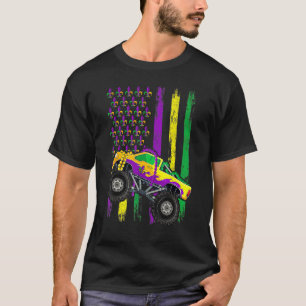 T-shirt Mardi Gras Monster Truck Beads Drapeau Enfants Gar
