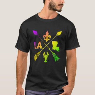 T-shirt Mardi Gras New Orleans Louisiana Map Crawfish Fleu
