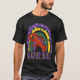 T-shirt Mardi Gras Nurse Crawfish Rainbow Mask perles Ense