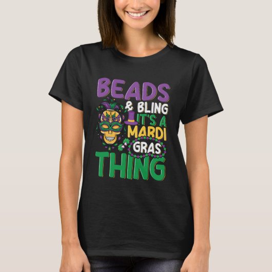 T-shirt Mardi Gras Parade Beadery Design pour un bijoux Ma (Devant)