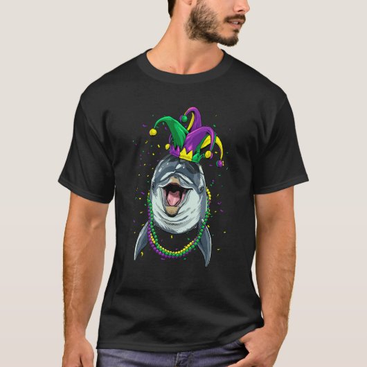 T-shirt Mardi Gras Party Carnival Jester Dolphin Whale Dol (Devant)