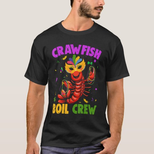 T-shirt Mardi Gras Party Crawfish Boil Crew Jester Mask B (Devant)