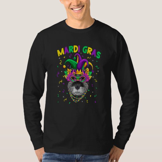 T-shirt Mardi Gras Party Cute Schnauzer Dog Lover Jester M (Devant)