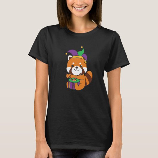 T-shirt Mardi Gras Red Panda With Drum Mardi Gras Costume  (Devant)