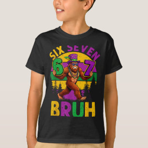 T-shirt Mardi Gras Six Seven 6 7 Bruh Mème Bigfoot Sasquat