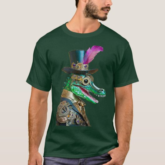 T-shirt Mardi Gras Steampunk Party Animal Alligator (Devant)