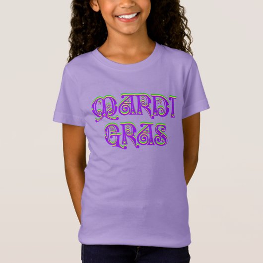 T-Shirt Mardi Gras Typographie Carnaval violet jaune vert (Devant)