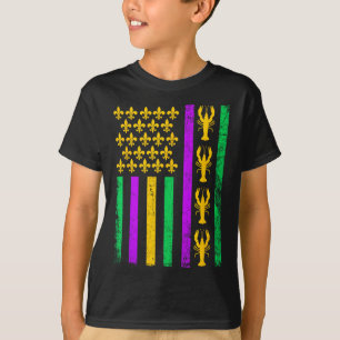 T-shirt Mardi Gras Usa Drapeau Américain Crawfish Hommes F