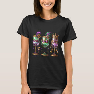 T-shirt Mardi Gras Verre De Vin Drôle De Boisson Festival