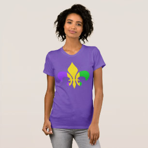 T-shirt Mardi Gras vert jaune violet fleur de lis