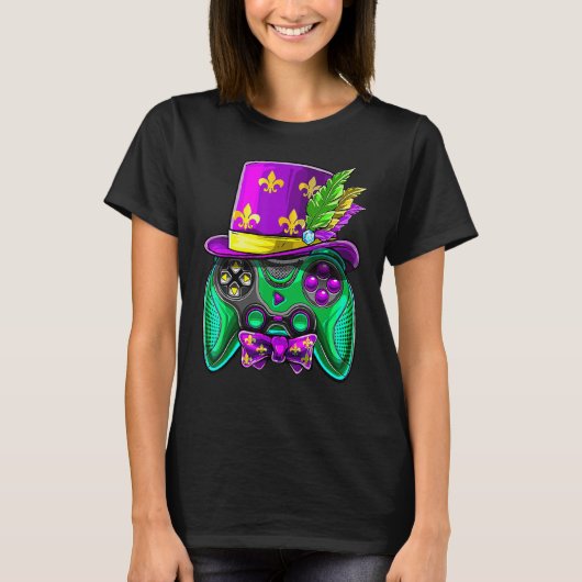 T-shirt Mardi Gras Video Game Controller Jester Hat Costum (Devant)