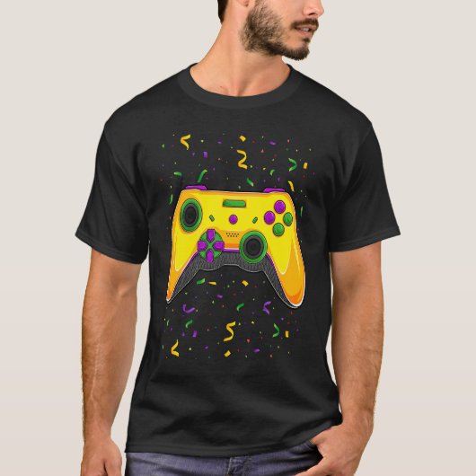 T-shirt Mardi Gras Video Game Controller Jester Hat Costum (Devant)