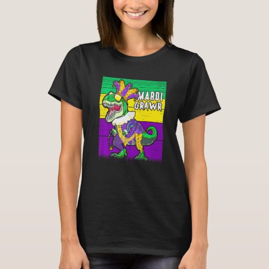 T-shirt Mardi Grawr Dinosaur Mardi Gras T Rex Dino Garçons (Devant)