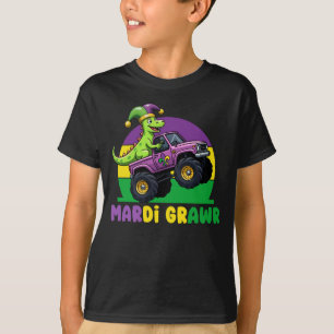 T-shirt Mardi Grawr Monster Camion Dinosaur Mardi Gras