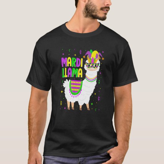 T-shirt Mardi Llama Party Animals Funny Mardi Gras Alpaca (Devant)