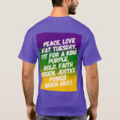 T-shirt Mardi Mardi Gras Paix, Amour et Gras Mardi (Dos)