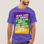 T-shirt Mardi Mardi Gras Paix, Amour et Gras Mardi (Devant)