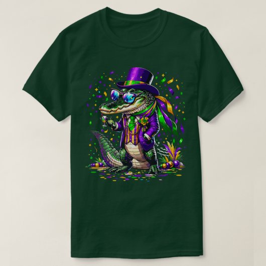 T-shirt Mardigator Mardi Gras Alligator Costume Hommes Fem (Design devant)