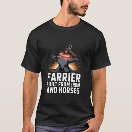 T-shirt Maréchal Ferrant Construit en Fer et Chevaux (Devant)