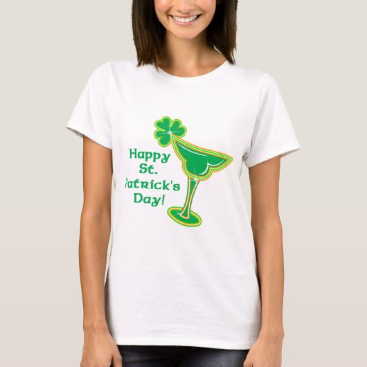 T-shirt Margarita de shamrock avec la salutation (Devant)