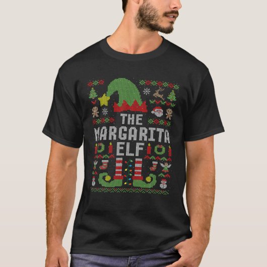 T-shirt Margarita Elf Ugly Christmas Matching Famille G (Devant)