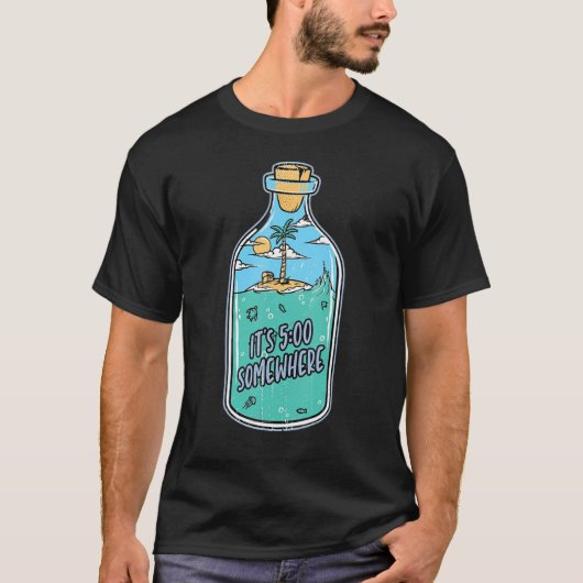 T-shirt Margarita Gnome It s 5 o clock somewhere Palm Tree (Devant)