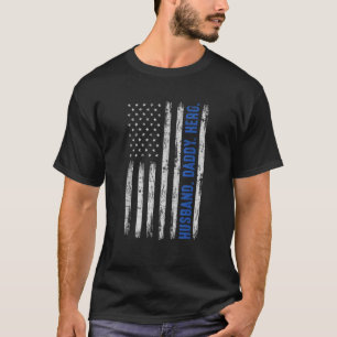 T-shirt Mari Daddy Héros Ligne Bleue Police Officier Papa