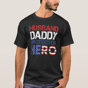 T-shirt Mari Daddy Protecteur Héros Fête des pères Drapeau