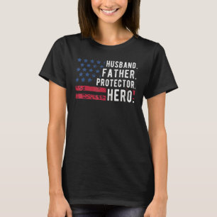 T-shirt Mari D'homme Papa Protecteur Héros Fête Des Pères