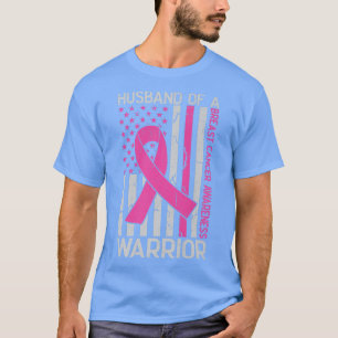 T-shirt Mari D'Un Guerrier Américain Drapeau Cancer Du Sei