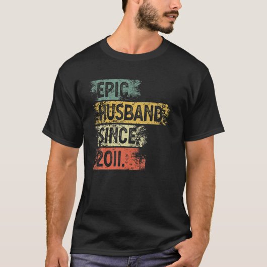 T-shirt Mari Épique Homme Depuis 2011. 10E Mariage Anniver (Devant)