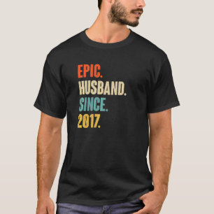 T-shirt Mari épique vintage depuis 2017 5e Mariage Aniver