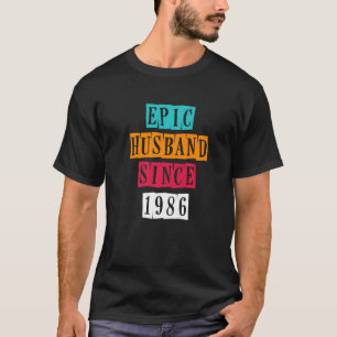 T-shirt Mari épopé depuis 1986 36 Mariage Anniversaire Vin